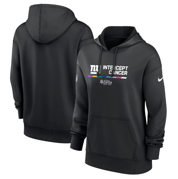 Women's New York Giants 2022 Black NFL Crucial Catch Therma Performance Pullover Hoodie(Run Small)